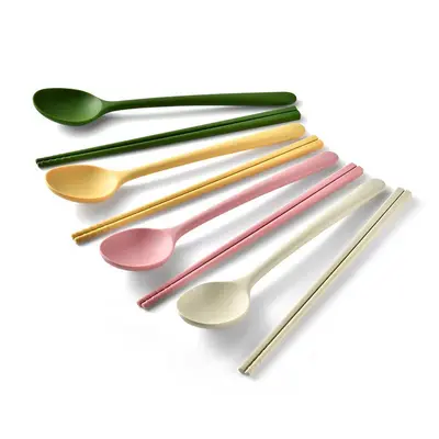 All-in-One Silicone Spoon and Chopsticks Set, Children's Chopsticks with Small Soup Spoon, Silicone Mixing Spoon, Salad Spoon, Soup Ladle