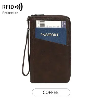 RFID korumalı pasaport cüzdanı, çok bölmeli seyahat çantası - 9