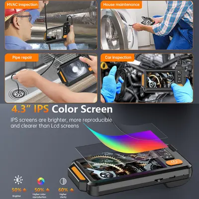 Neuer industrieller Endoskop 5,5mm Objektiv HD 4,3 Zoll IPS Display Inspektionsspiegel Foto- und Videofunktion Klimaanlage Auto