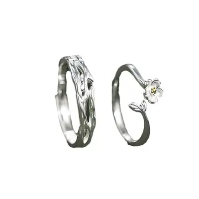 Mooli Sterlingsilber S999 Paarring, Blatt- und Blütendesign
