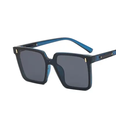 Oversized Square Sunglasses with Metal Hinges, Unisex - 6
