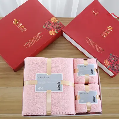 伴手礼毛巾浴巾套装礼盒装公司礼品批发珊瑚绒吸水毛巾浴巾三件套 - 12