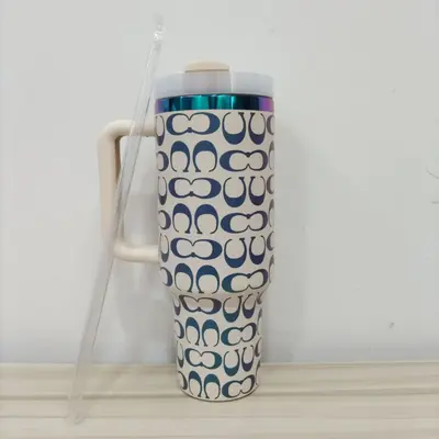 Stainless Steel Insulated Mug with Straw, Large Capacity with Handle - 10