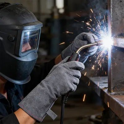 Extended Cowhide Welding Gloves, Insulated, High-Temperature Resistant - 4