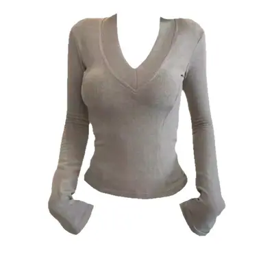 Women's Solid V-Neck Slim Base Layer Top, Spring 2026 - 6