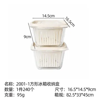 Japanische Frischhaltedose mit Abtropfgitter, tragbare Obst- und Bento-Box, Kühlschrank-Lagerbehälter für Lebensmittel, Aufbewahrungsbox für Zwiebeln, Ingwer und Knoblauch, Großhandel - 9