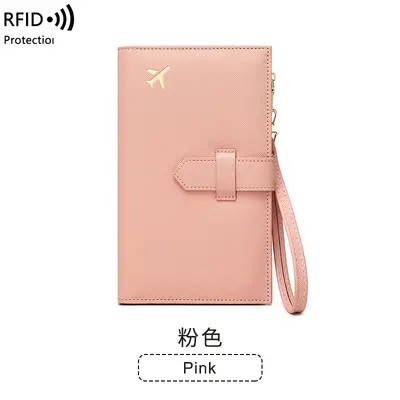 跨境新款RFID防磁护照包拉链搭扣证件包护照夹多功能长款女士钱包 - 9