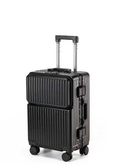 Aluminium-Koffer mit Vorderöffnung, Trolley 20 Zoll Bordgepäck, große Kapazität, Reisekoffer mit leisen Universalrollen, Zahlenschloss