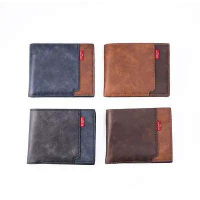 Men's Horizontal Bifold PU Leather Wallet Multi-Card Slots Color-Block Retro Style - 5
