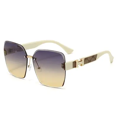 Women's Rimless Oversized Sunglasses, Face-Flattering Design - 7
