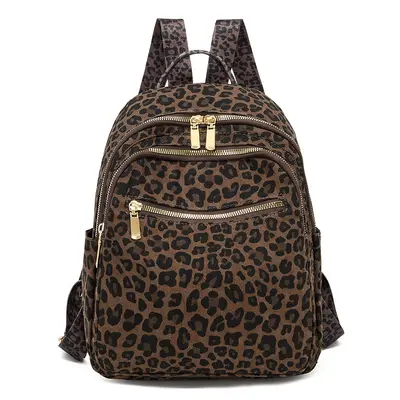 Leopard Print Student Backpack, Large Capacity Travel Daypack - 6