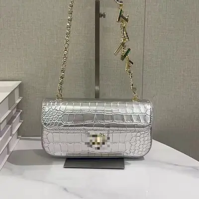 Cross-border Crocodile Texture Handbag with Top Handle Mini Chain Bag Vintage Commuter Versatile Shoulder Crossbody Bag - 11