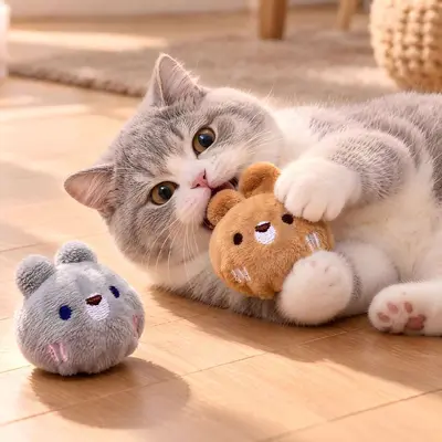 Squeaky Dog Toy Ball and Cat Plush Toy, Durable and Interactive - 2