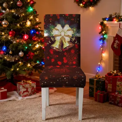 Noel Konumlu Sandalye Örtüsü Kalın Elastik Sandalye Örtüsü Süt İpek Çapraz Sınır Sandalye Kılıfı Ev Sandalyesi Örtüsü 160gsm - 11