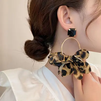 Leopard print large hoop earrings vintage punk style