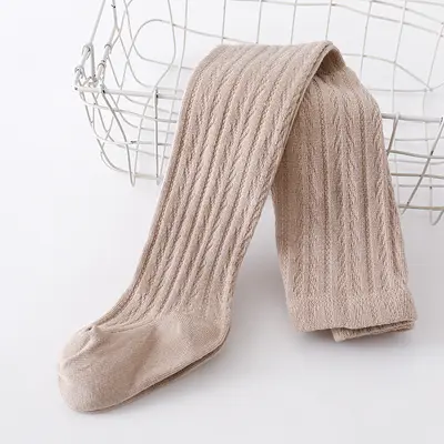 Girls' Solid Color Cotton Tights for Spring and Autumn - 10
