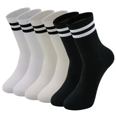 In Stock Student Socks Four Seasons Hot Style College Wind Anti-Pilling Seamless Toe Cotton Socks Two-Stripe Design Unisex Sports Socks