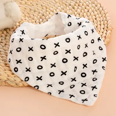 Baby triangle bib, 4-layer cotton, printed - 9
