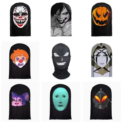 Lustige Parodie-Strickmaske mit Internet-Promi-Ausdruck, Vollgesichtsmaske
