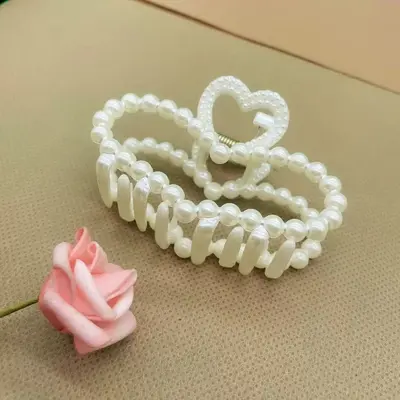 Popular style hair claw clip imitation pearl hair claw shark clip hair claw women's premium large hair claw hollow plastic hair claw - 9