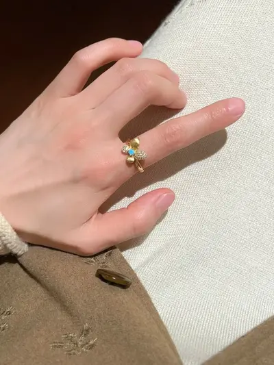 S925 sterling silver turquoise brushed ring - 10