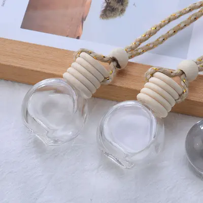 Round Car Perfume Bottle, Empty Essential Oil Pendant Bottle - 4