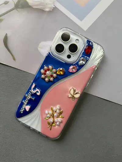 iPhone 17 Pro Max kılıfı, inci kolye ve kelebek dekorasyon - 10