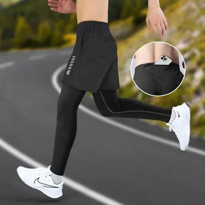 Men's Running Tights with Back Phone Pocket, Quick-Dry, Autumn/Winter - 8