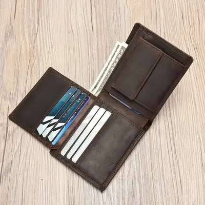 Herrenbrieftasche aus echtem Leder, Kartenfach zum Hochklappen, Rindsleder - 10