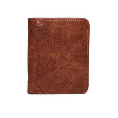 Retro Ultra Slim Men's Tri-Fold Short Wallet with License Slot - 6