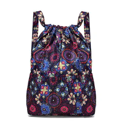 Women's sports backpack, nylon, drawstring, mother bag - 12