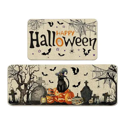 Halloween Theme Crystal Velvet Kitchen Floor Mat Set, 2 Pieces, Non-Slip - 9