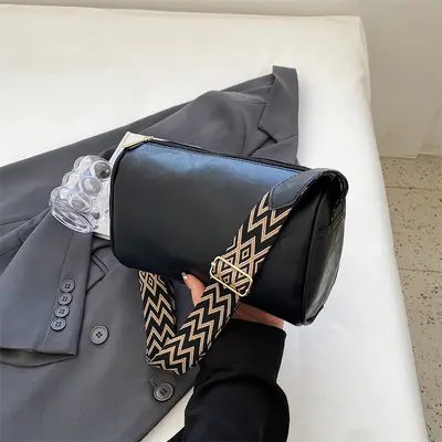 Women's Solid Color Retro Cylinder Shoulder Bag, Crossbody Strap - 7