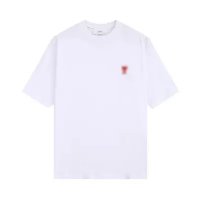 Locker geschnittenes T-Shirt aus reiner Baumwolle mit Pfirsich-Herz-Stickerei