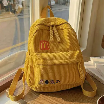Corduroy Children's Backpack, Large Capacity Schoolbag for Primary and Middle School Stude - 1