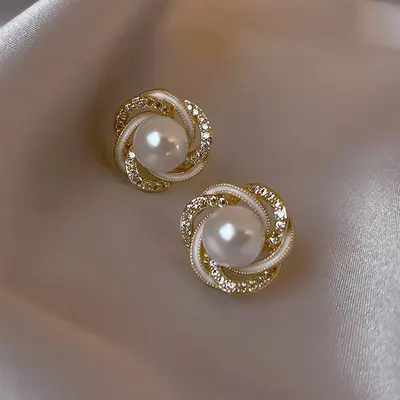 925 Silver Stud Earrings Women French Style Luxury Elegant - 3