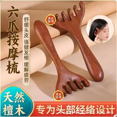 Sandalwood Meridian Massage Comb with Air Cushion Scraping Tool Spa Head Therapy Comb Cross-Border Wholesale Gift - 13