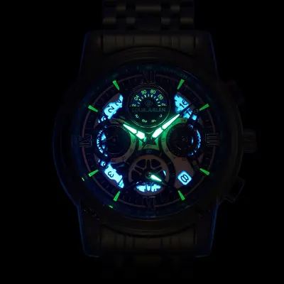 Erkek kuvars saat, dört göz tasarım, glow-in-dark, su geçirmez - 5