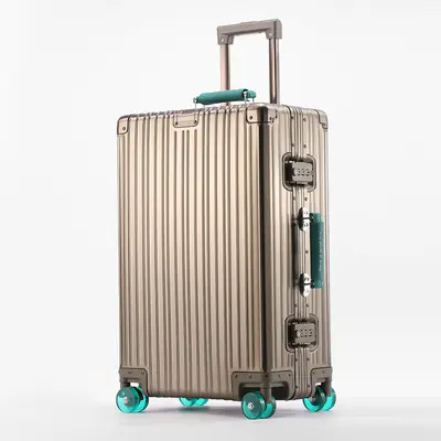 Aluminum-Magnesium Alloy Travel Suitcase with Silent Universal Wheels and Combination Lock - 9