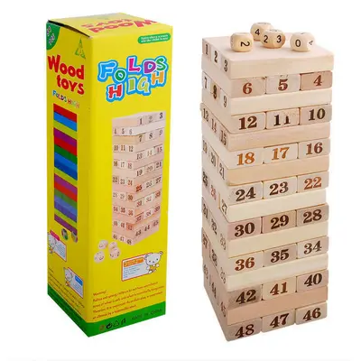 Wooden Rubberwood Stacking Blocks for Ages 4-6, Educational Number Stacking Toy - 12