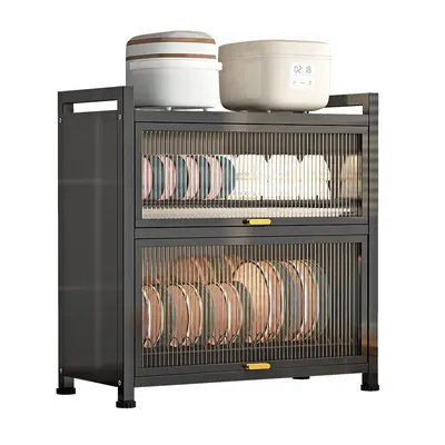 Kitchen bowl cabinet with door dustproof countertop storage rack - 6