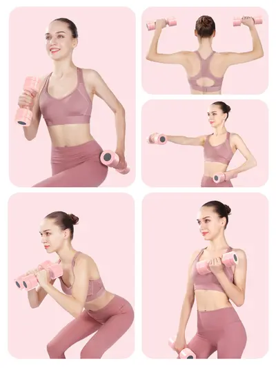 Kadın küçük dambıl ayarlanabilir ağırlık kadın demonte kauçuk kaplı yoga dambıl ev zayıflama kolları 5 KG çift demir - 6