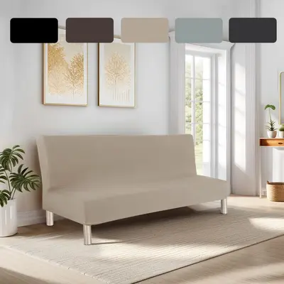 Cross-border new waterproof milk silk sleeveless sofa cover elastic solid color foldable daybed cover sofa slipcover