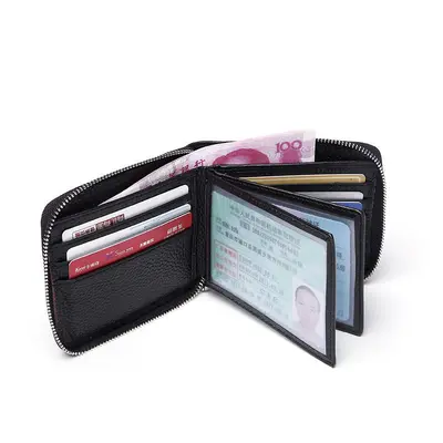 Genuine Leather Driver's License Holder and Wallet for Men, Zipper, Multi-Card - 5
