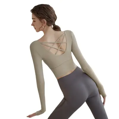 Women's Long Sleeve Yoga Top Set, Breathable, Pilates - 6