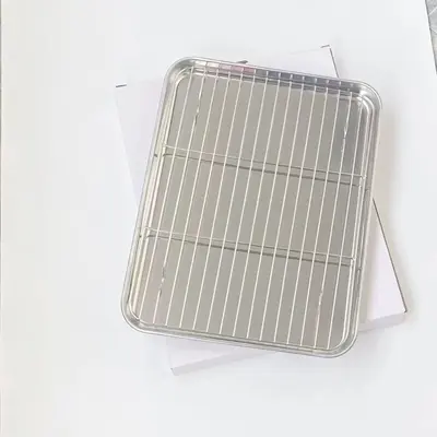 304 and 201 Stainless Steel Square Baking Tray with Mesh Pan