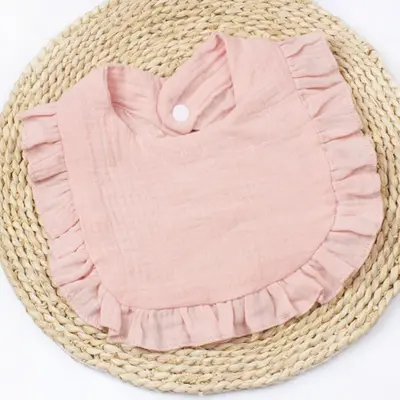 Baby Drool Bib with Ruffles and Lace, Cute Design - 8