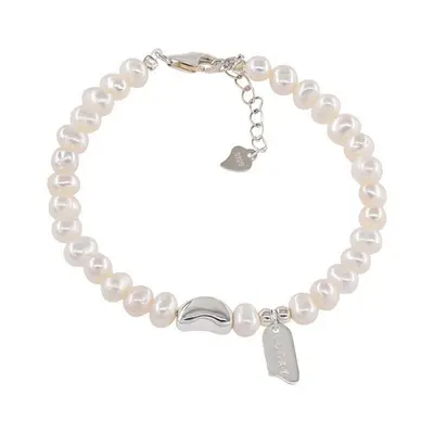 Pearl silver bracelet, S925 sterling, natural irregular, minimalist