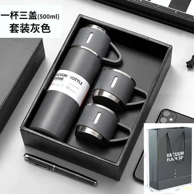 304 Stainless Steel Insulated Cup, Large Capacity, Three Lids, Gift Box - 11