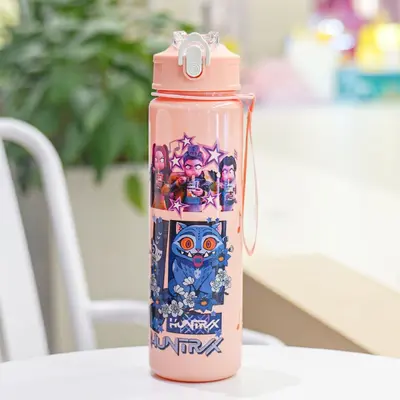 新款K-POP猎魔女团塑料水杯便携儿童户外吸管杯跨境儿童吸管水杯 - 7